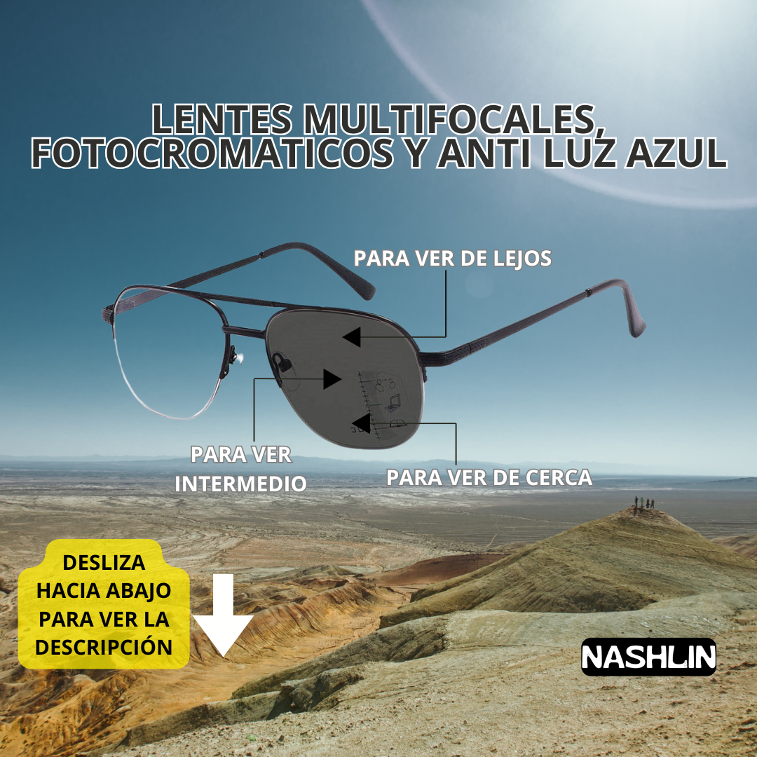 Lentes Multifocales Progresivos, Fotocromáticos y Anti Luz Azul