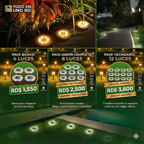 Pack de 4 Luces Led con Paneles Solares para Jardín