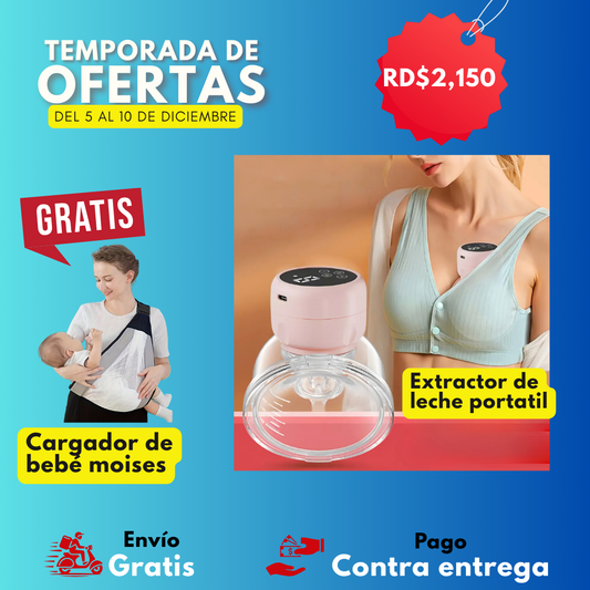 Extractor de Leche Materna Portátil + Cargador de bebé Moisés GRATIS