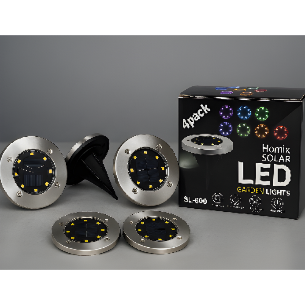 Pack de 4 Luces Led con Paneles Solares para Jardín