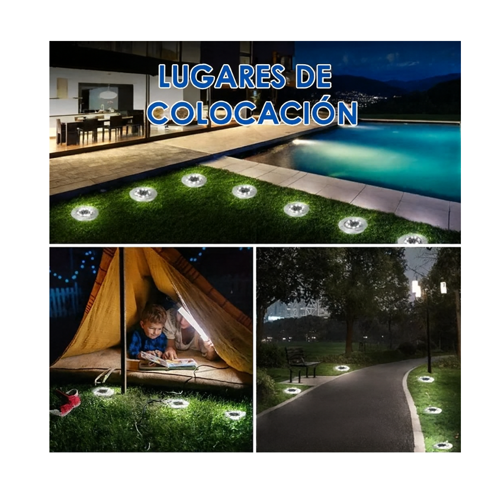 Pack de 4 Luces Led con Paneles Solares para Jardín